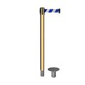 Montour Line Stanchion Belt Barrier Removable Base Pol.Brass Post 11ft.Blu/Wh Belt MX630R-PB-BWD-110